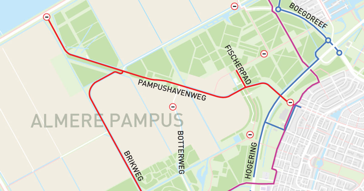 Werkzaamheden op Pampushavendreef, Brikweg en Fischerpad in Almere Pampus